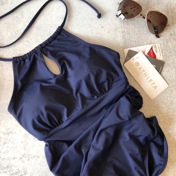 Athleta One Piece Keyhole Swimsuit Navy Bl… - Picture 1 of 8